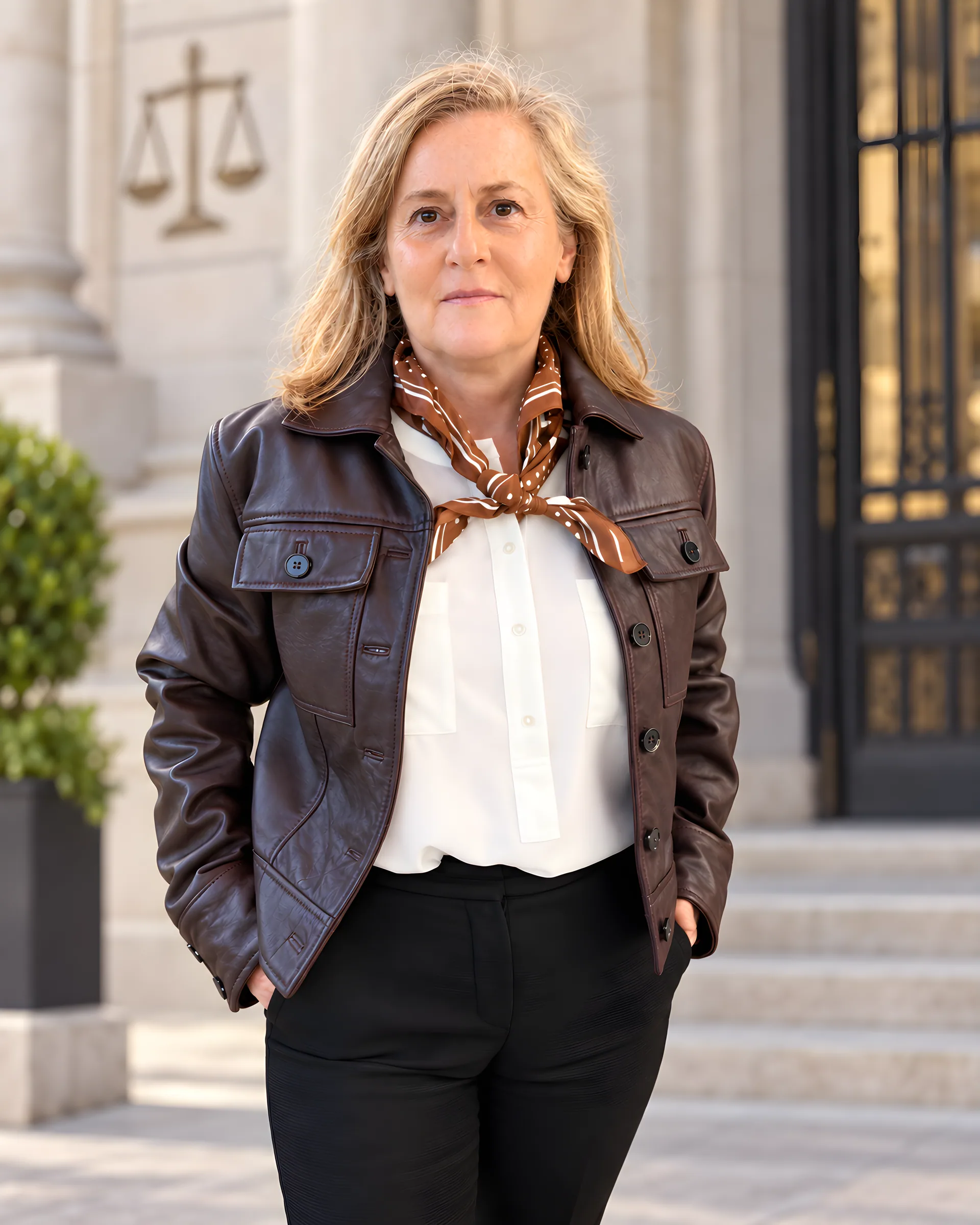 Esther Núñez Miranda, procuradora de los tribunales, en retrato profesional con fondo institucional.
